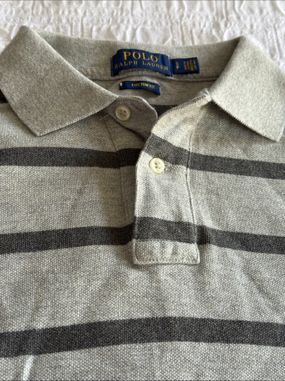 Polo by Ralph Lauren Gray and Dark Gray Striped Polo Shirt - Picture 4 of 4